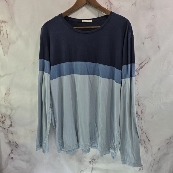 Marine Layer Other - Marine Layer T Shirt Mens Large Blue Tri Tone Long Sleeve Crew Neck Stripe